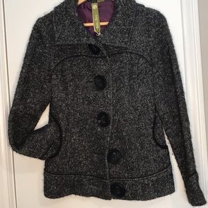 Soïa & Kyo size small, black speckled wool coat